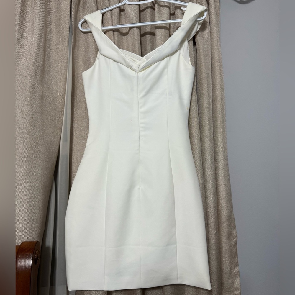 Off shoulder wrap look mini dress